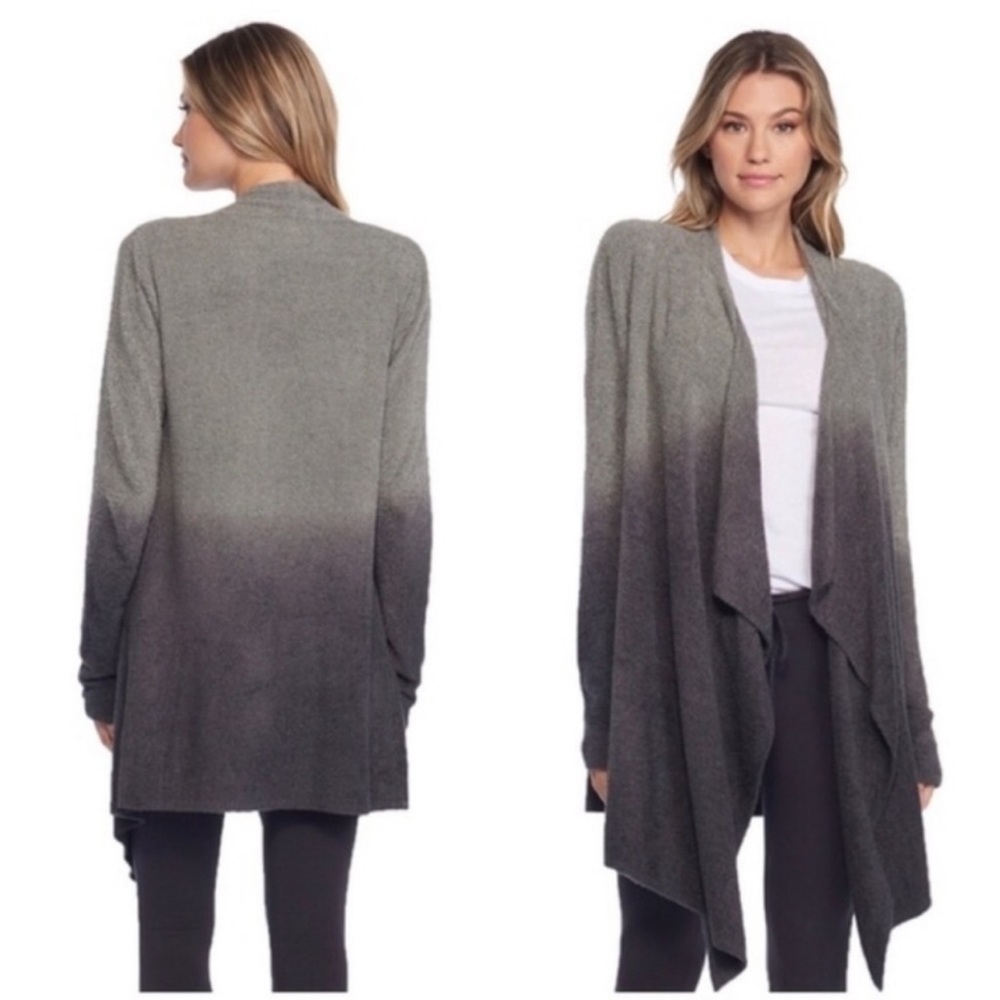 Barefoot Dreams Cozy Chic Lite Women’s Navy Grey Open Waterfall Cardigan Sweater
